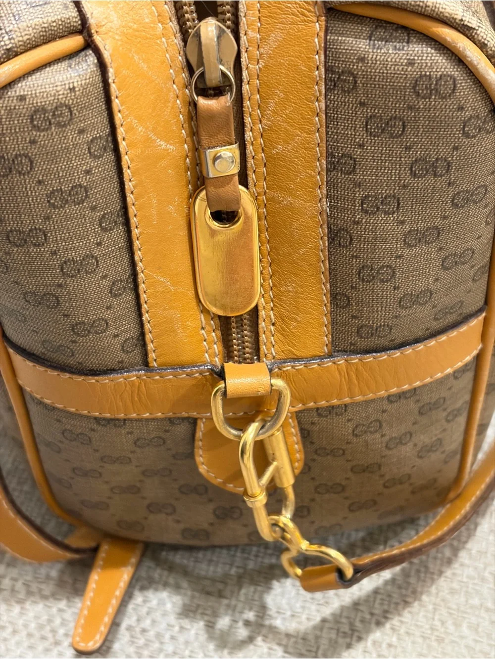 Gucci Tan vintage Micro GG Boston Satchel